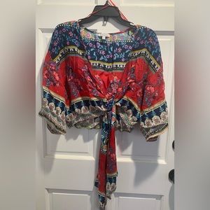 Multi-Colored Wrap Around Shirt